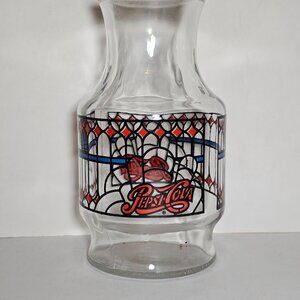 Vintage Pepsi Cola Tiffany Style Cathedral Stained Glass Look Carafe